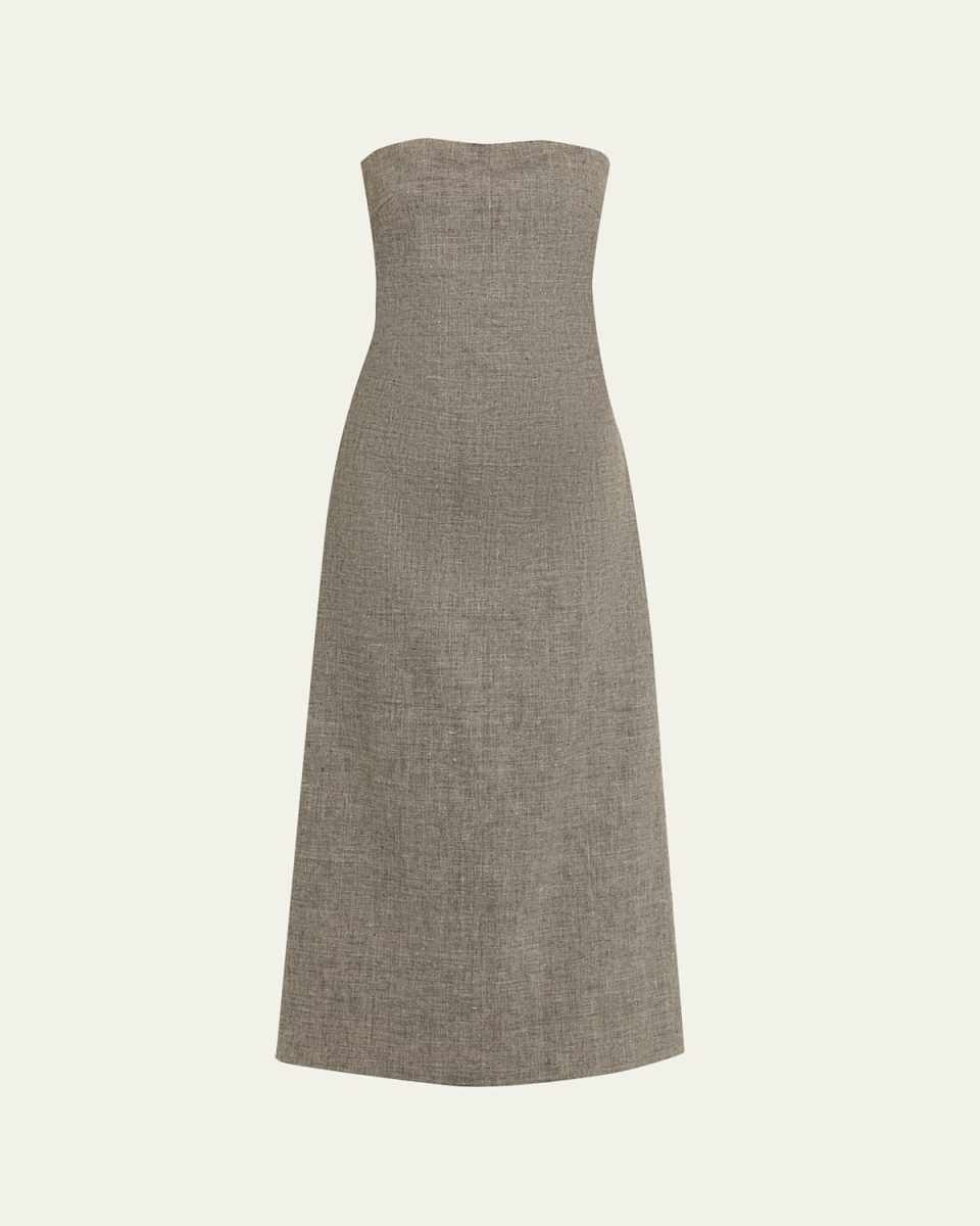 Dolcira Strapless Linen-Blend Dress